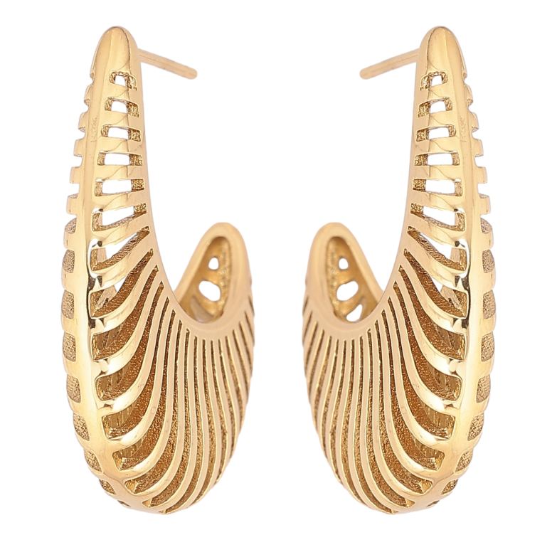 Сережки Xuping TTM Stainless Steel колір 14К пусети «Декоративний візерунок» фото №1