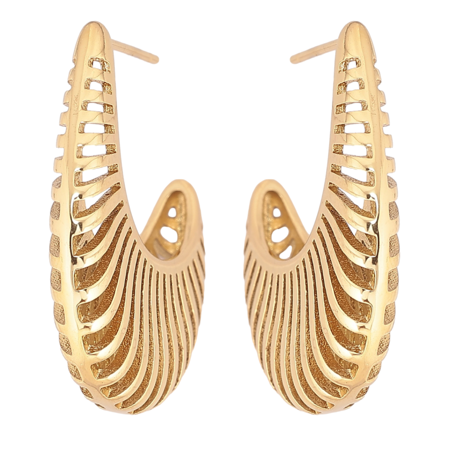 Сережки Xuping TTM Stainless Steel колір 14К пусети «Декоративний візерунок» фото №1