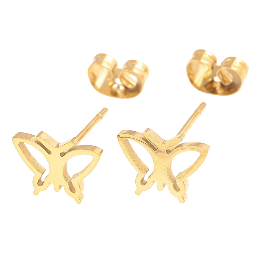 Сережки Xuping TTM Stainless Steel колір 14К пусети «Метелики» фото №1
