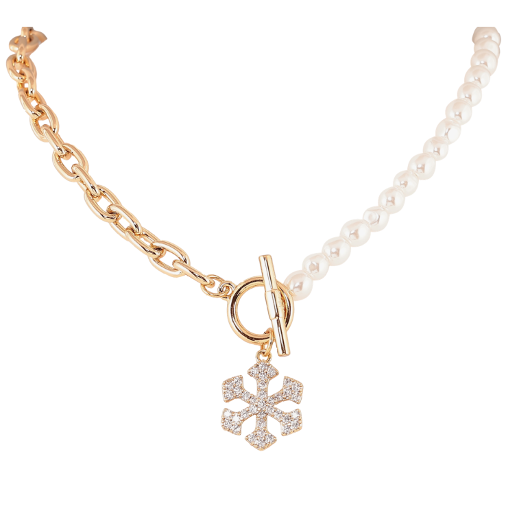 Кольє Xuping Позолота 18K «Ланцюжок з перловою ниткою та підвіскою сніжинка» довжина 41см х 6мм фото №12