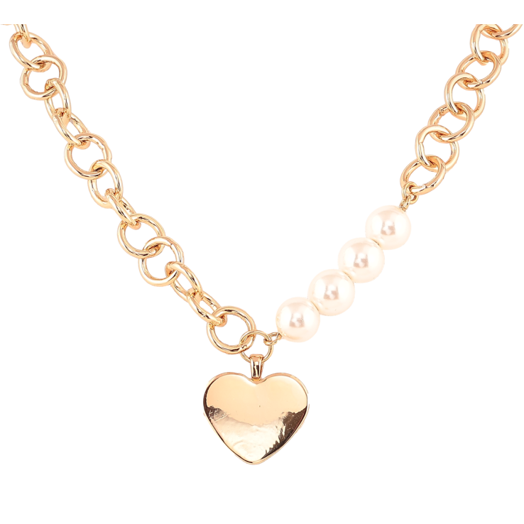 Кольє Xuping Позолота 18K «Ланцюжок з перловими намистинами та підвіскою серце» довжина 43-49см х 4-9мм фото №13