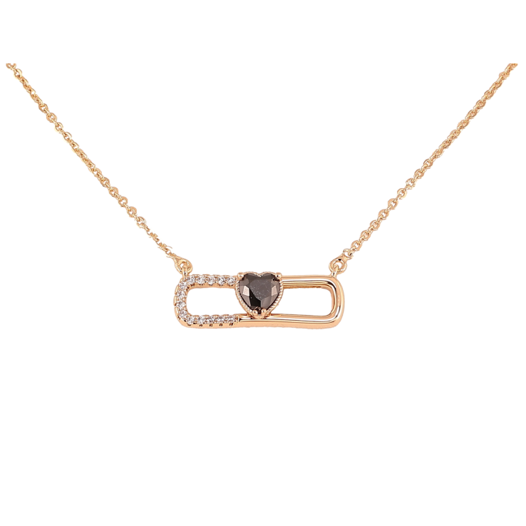 Підвіска на ланцюжку Xuping Позолота 18K «Візерунок з чорним кришталевим сердечком» довжина 42-45см х 1.5мм фото №6