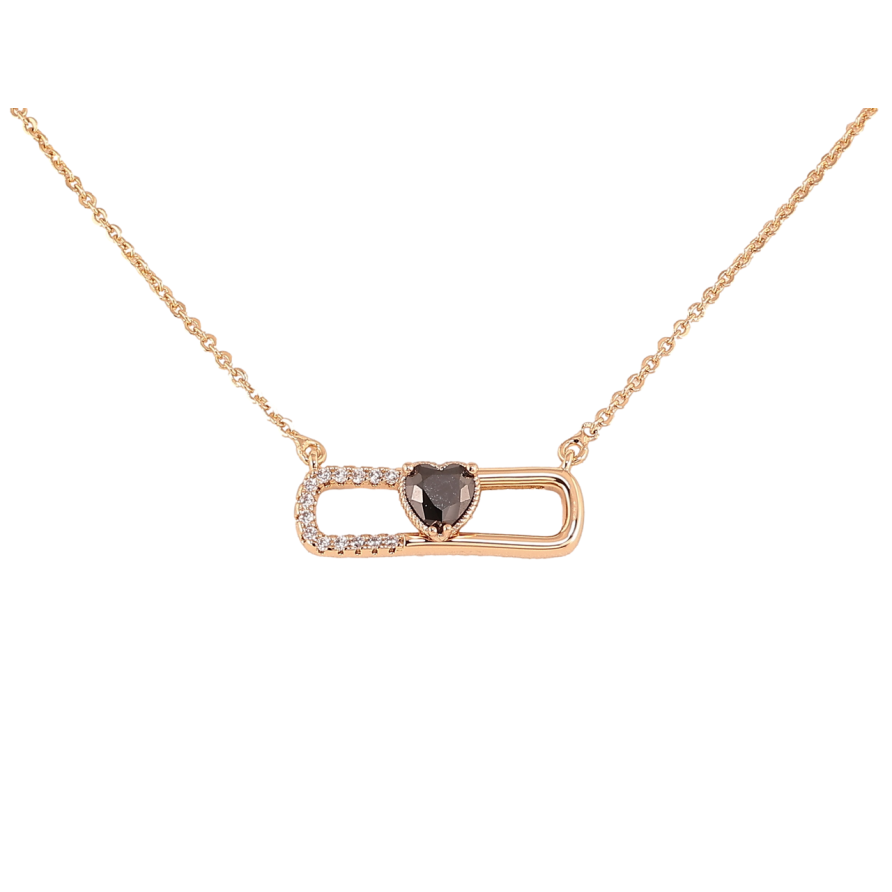 Підвіска на ланцюжку Xuping Позолота 18K «Візерунок з чорним кришталевим сердечком» довжина 42-45см х 1.5мм фото №1