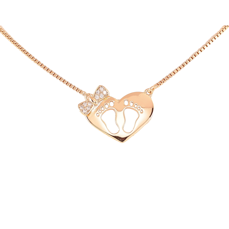 Підвіска на ланцюжку Xuping Позолота 18K «Сердечко з дитячими ніжками» довжина 36-41см х 1мм фото №8