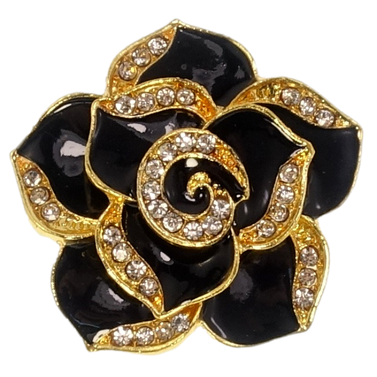 Брошь Цветок с прокраской черной эмалью и стразами фото №11
