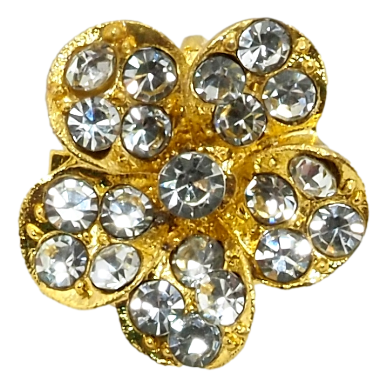 Брошка Квіточка з білими стразами фото №12