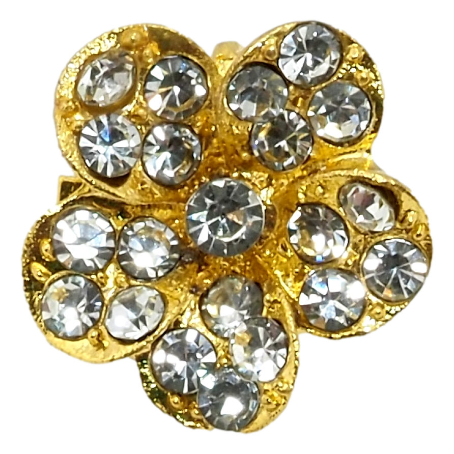 Брошь Цветочек с белыми стразами фото №1