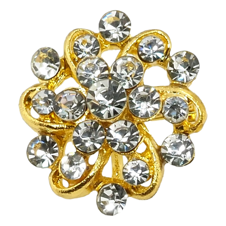 Брошка Квіточка з білими стразами фото №16