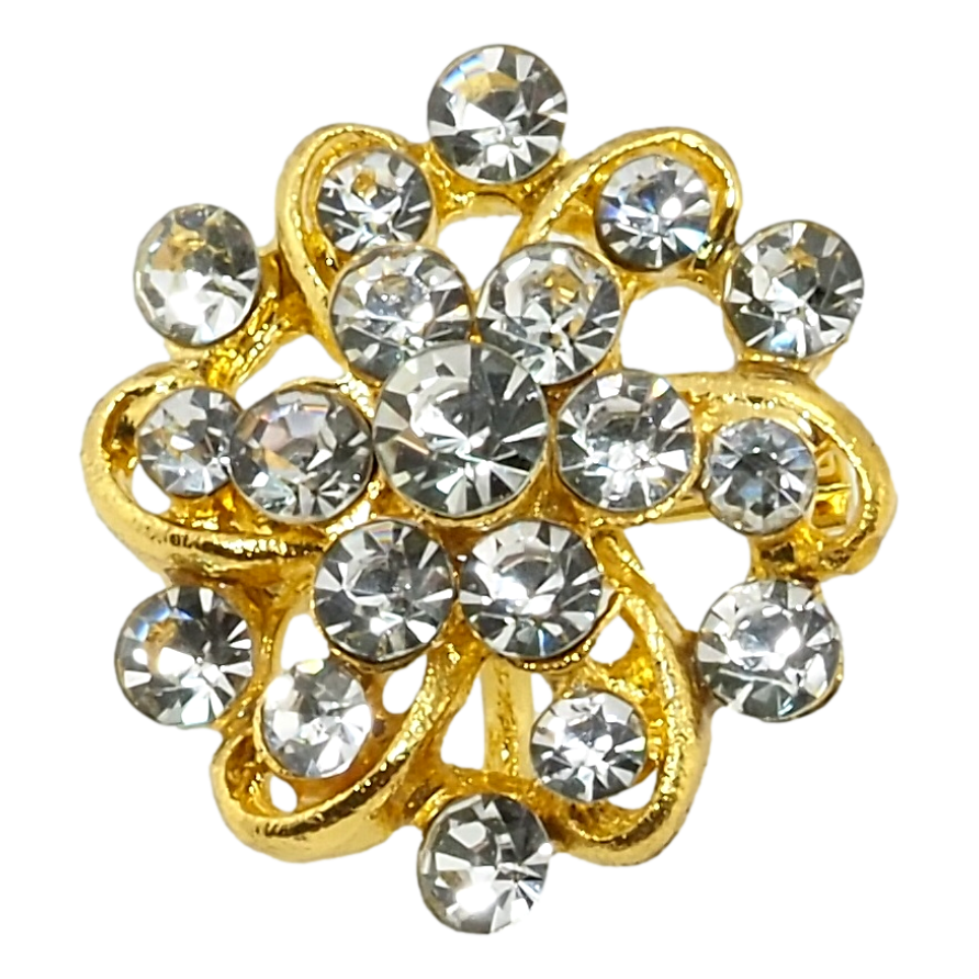 Брошь Цветочек с белыми стразами фото №1