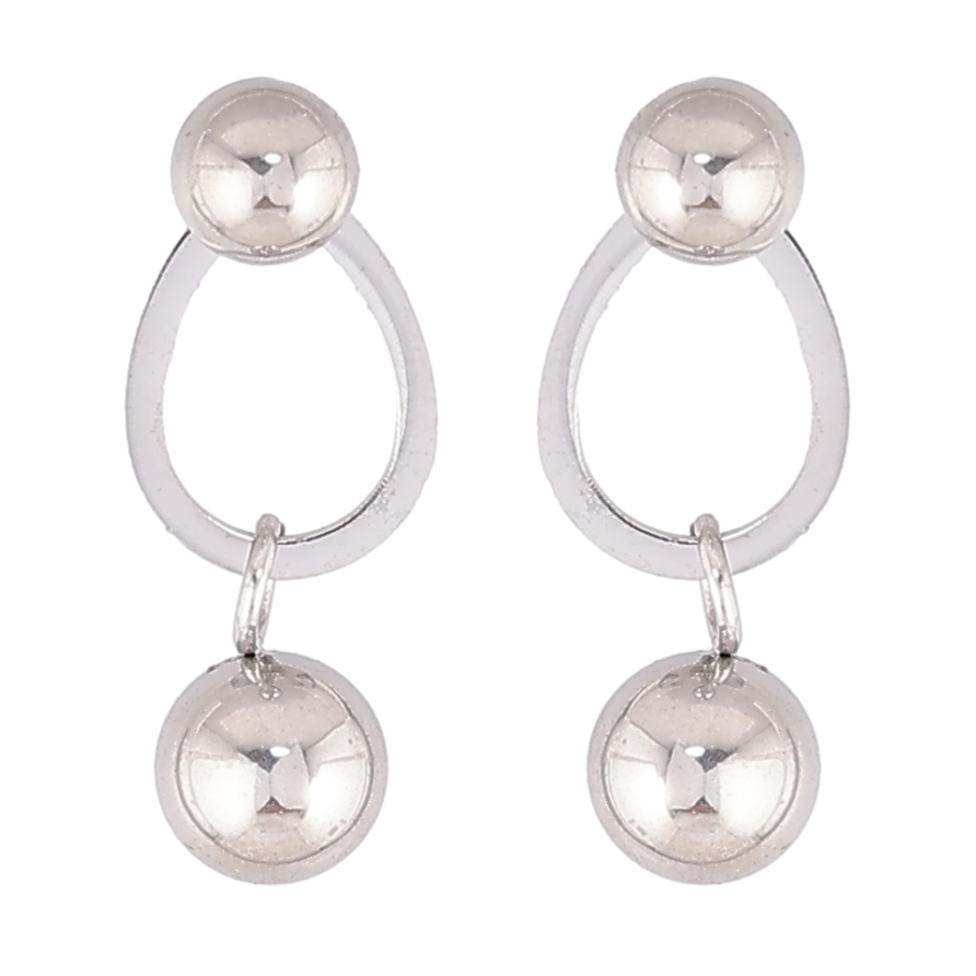 Серьги Xuping TTM Stainless Steel цвет Родий пусеты Декоративные подвески с шариками ø 4мм, 2 в 1 фото №1