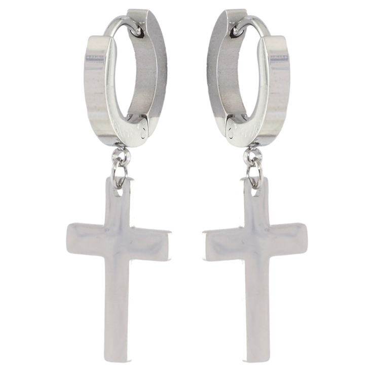 Сережки Xuping TTM Stainless Steel колір Родій підвіски на колечках «Хрестики» фото №2