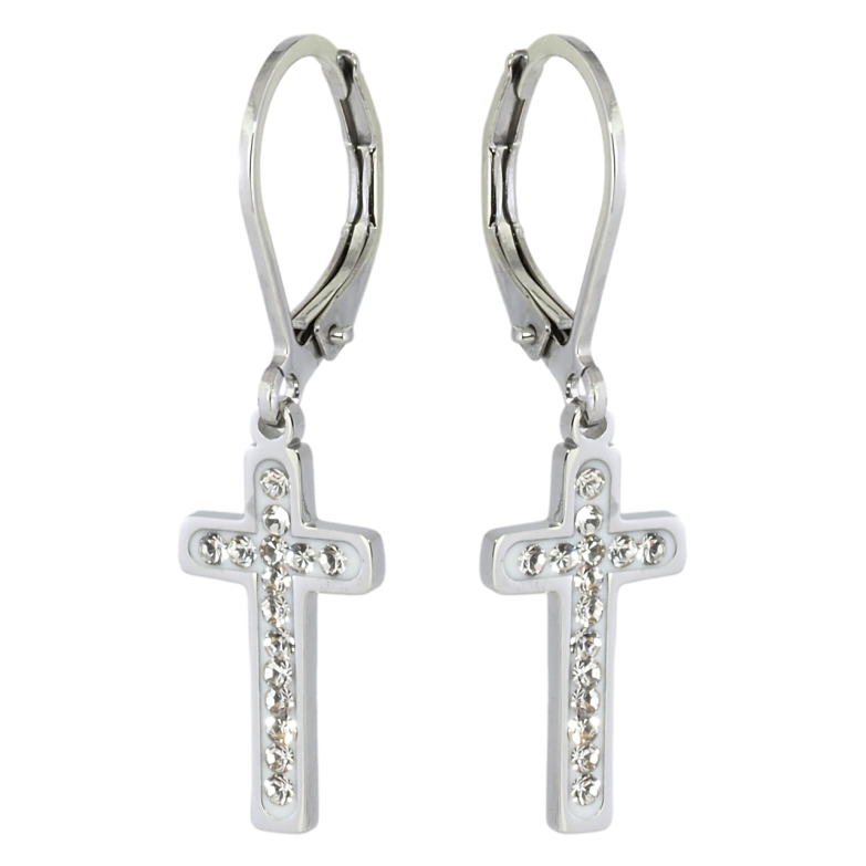 Сережки Xuping TTM Stainless Steel колір Родій французький замок Хрестики з цирконієм фото №20