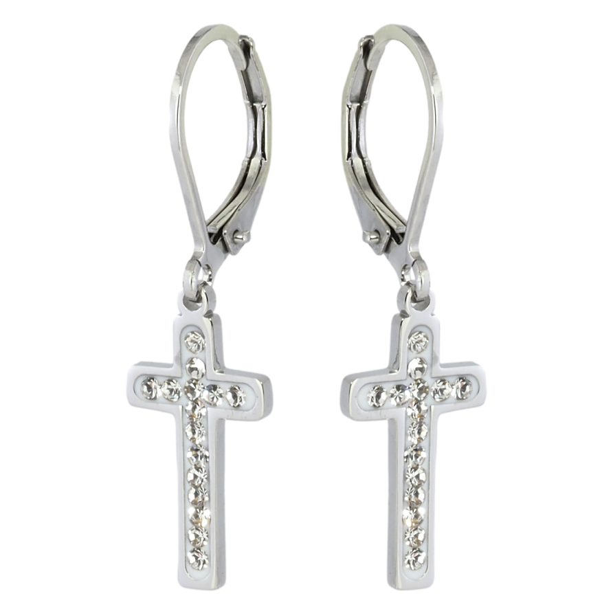 Серьги Xuping TTM Stainless Steel цвет Родий французский замок Крестики с цирконием фото №1