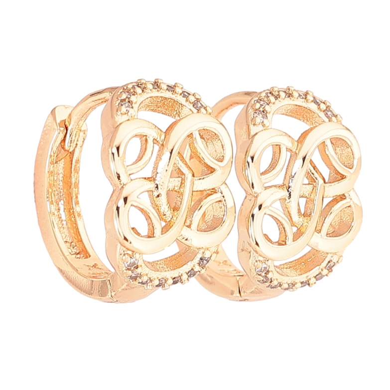 Сережки Xuping M&L Колір 18K колечка «Різьблений візерунок з кристалами» фото №5