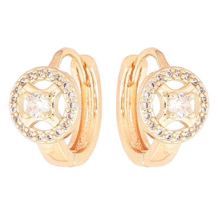 Серьги Xuping M&L Цвет 18K колечки Круглый узор с кристаллами фото №10