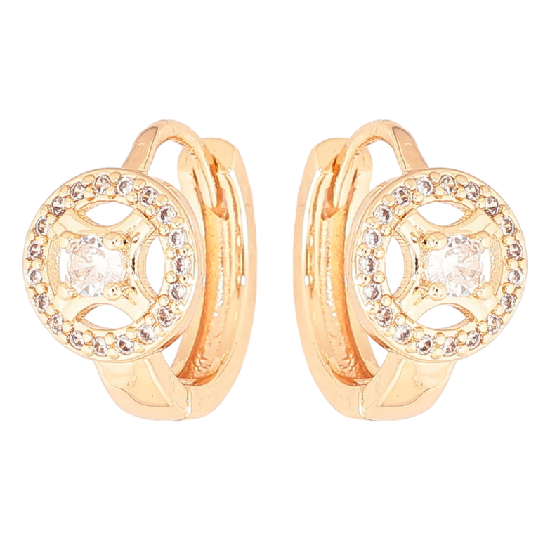 Серьги Xuping M&L Цвет 18K колечки Круглый узор с кристаллами фото №3