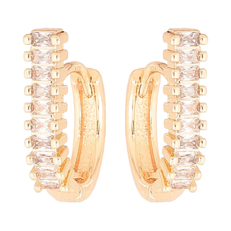 Серьги Xuping M&L Цвет 18K колечки Кристальные дорожки фото №13