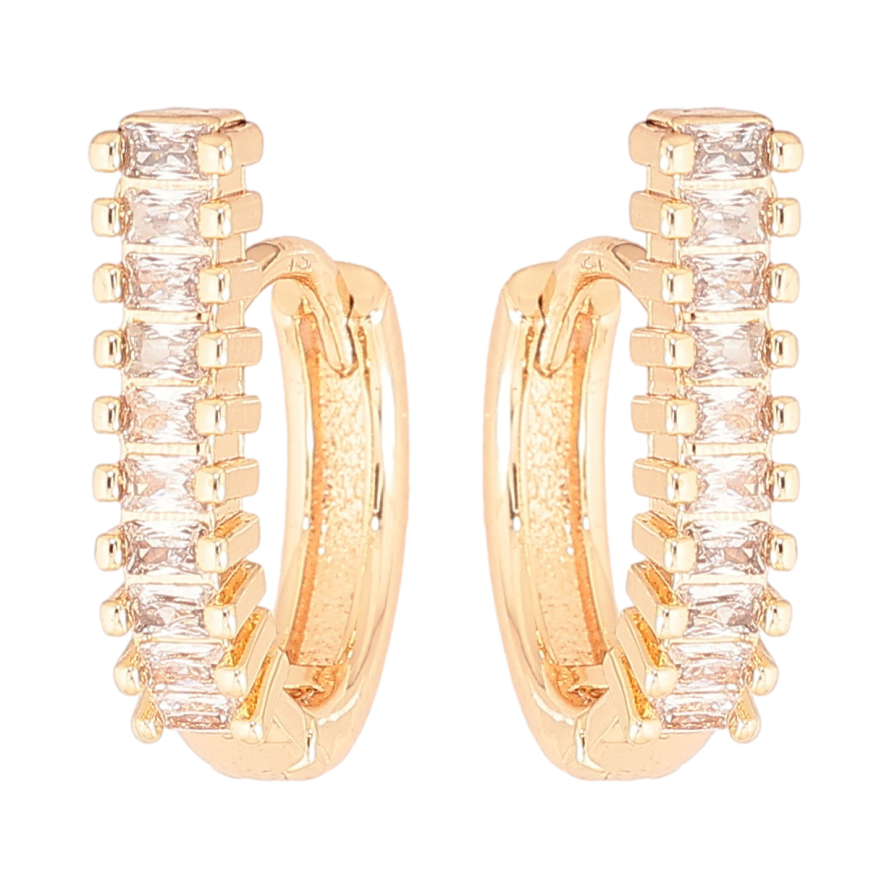 Серьги Xuping M&L Цвет 18K колечки Кристальные дорожки фото №1