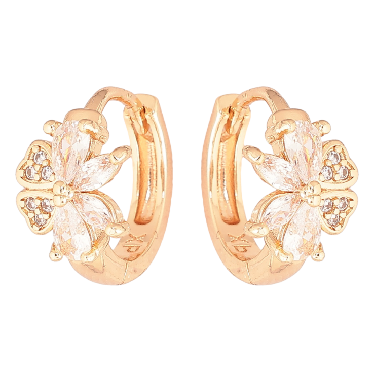 Серьги Xuping M&L Цвет 18K колечки Кристальные цветочки фото №8