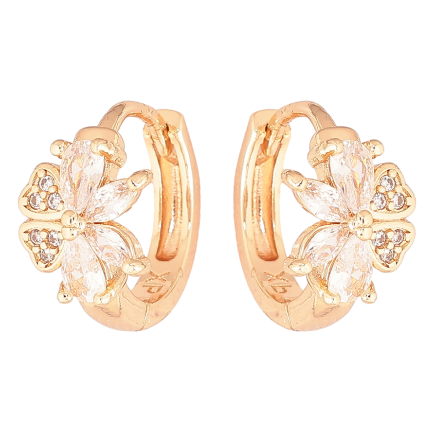 Серьги Xuping M&L Цвет 18K колечки Кристальные цветочки фото №1