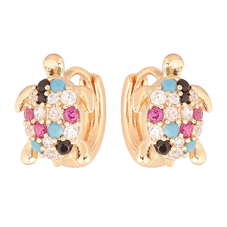 Серьги Xuping M&L Цвет 18K колечки Черепашки с разноцветными кристаллами фото №14