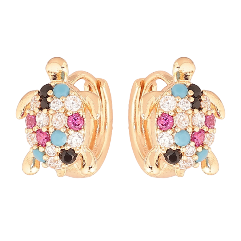 Серьги Xuping M&L Цвет 18K колечки Черепашки с разноцветными кристаллами фото №5