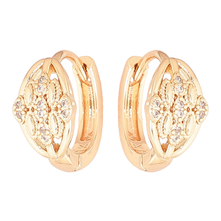Серьги Xuping M&L Цвет 18K колечки Декоративный узор с кристаллами фото №1