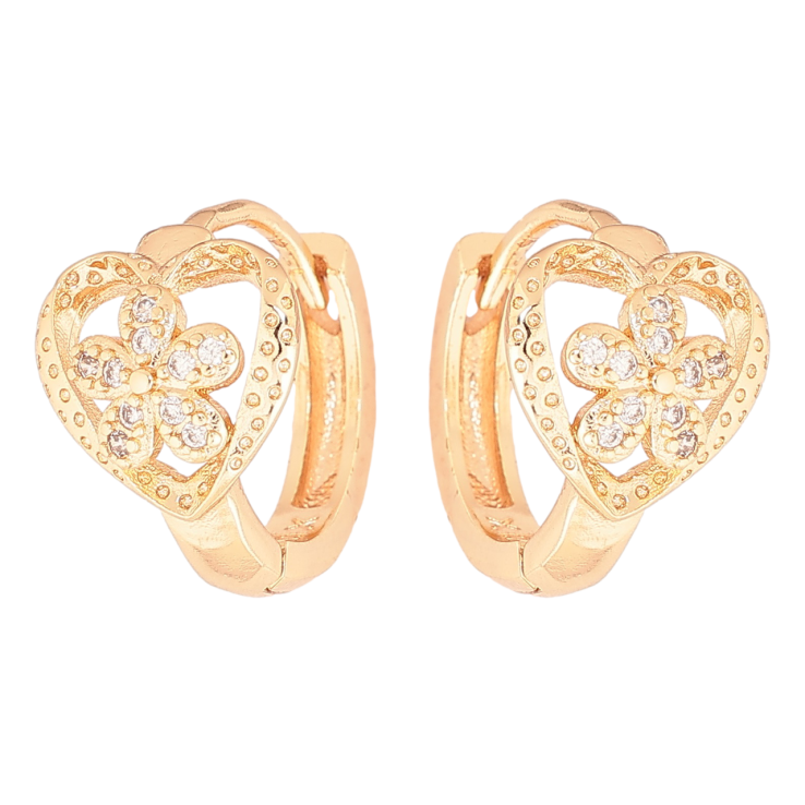 Серьги Xuping M&L Цвет 18K колечки Сердечки с цветочками фото №6