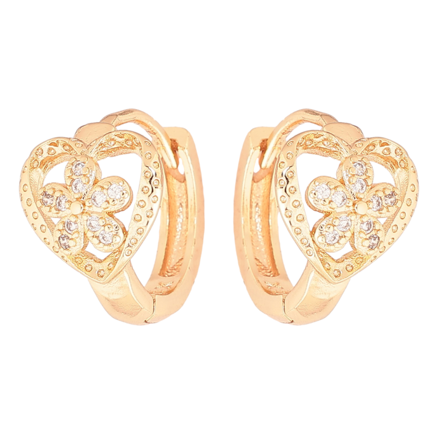 Серьги Xuping M&L Цвет 18K колечки Сердечки с цветочками фото №1