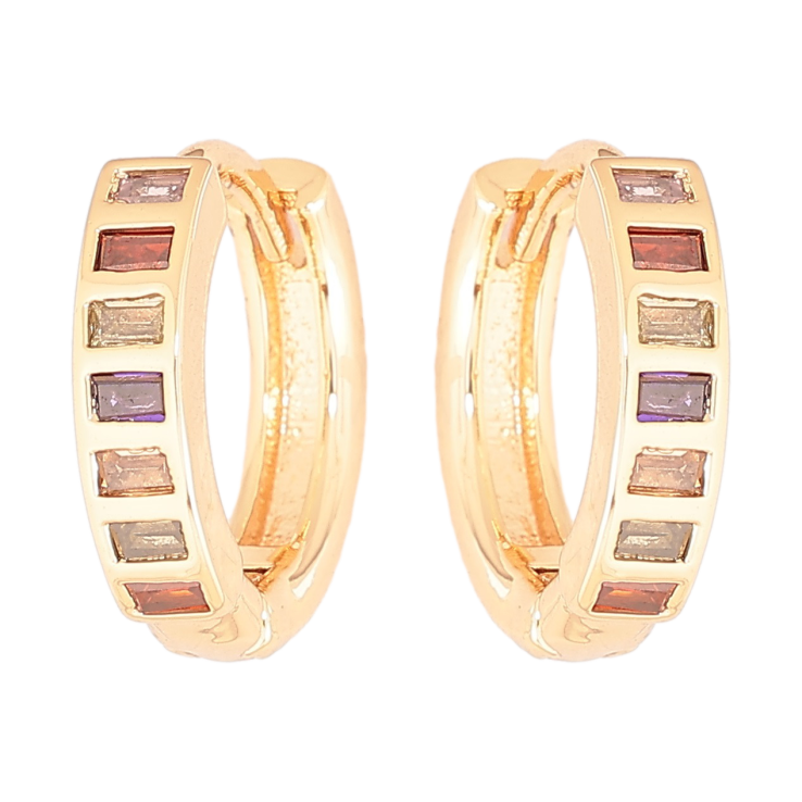 Серьги Xuping M&L Цвет 18K колечки Дорожки разноцветных кристаллов фото №19