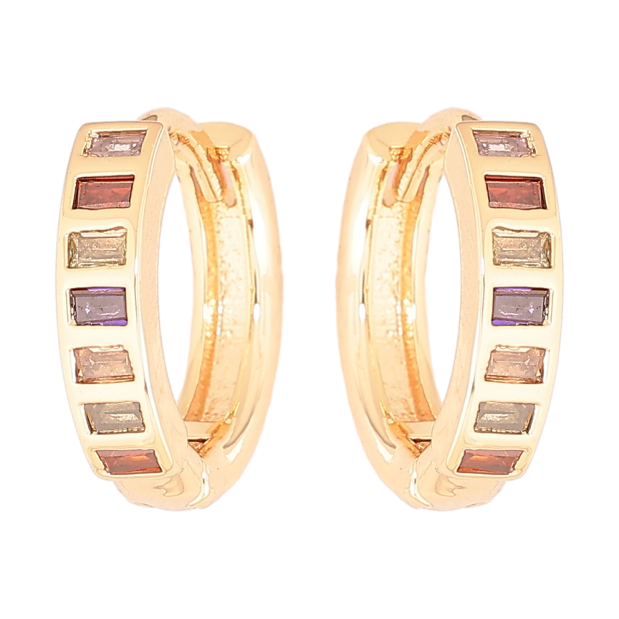 Серьги Xuping M&L Цвет 18K колечки Дорожки разноцветных кристаллов фото №1