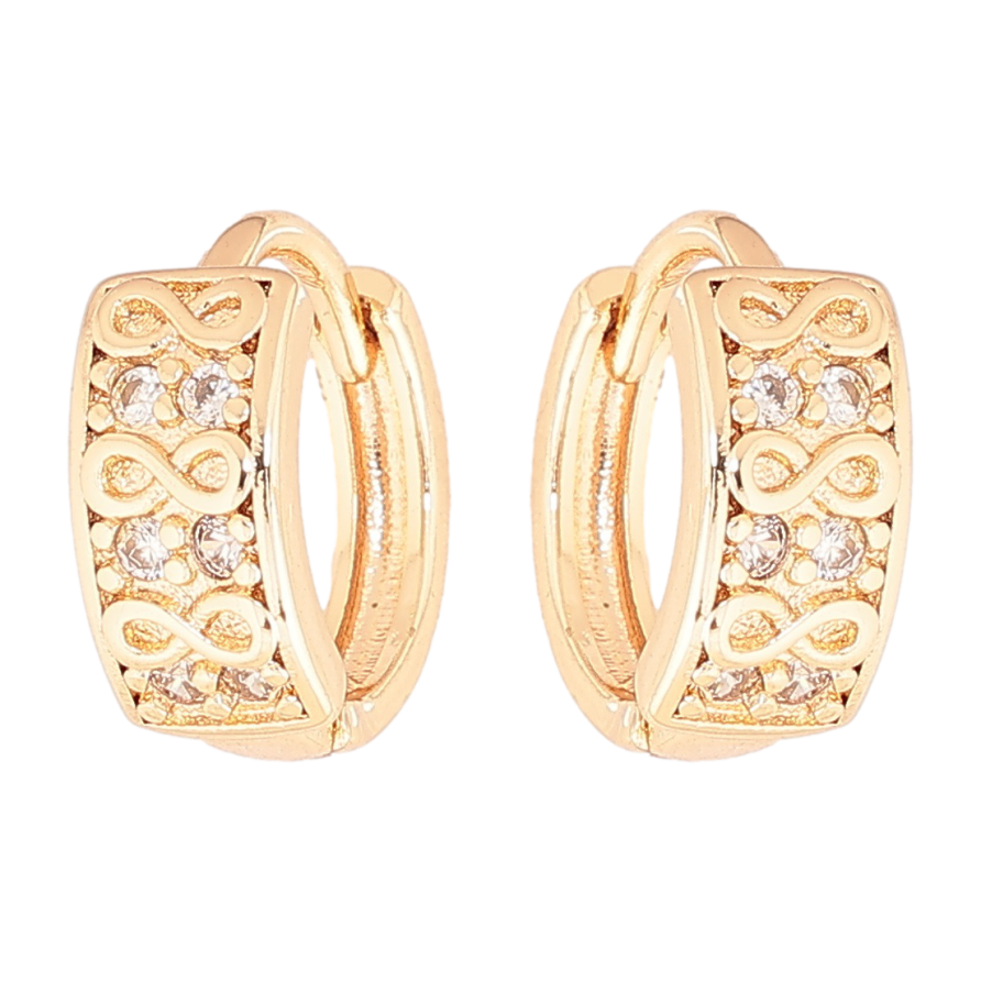 Серьги Xuping M&L Цвет 18K колечки Узор бесконечность с кристаллами фото №1