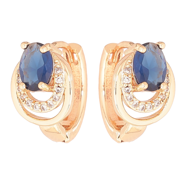 Серьги Xuping M&L Цвет 18K колечки Узор с синими кристаллами фото №23