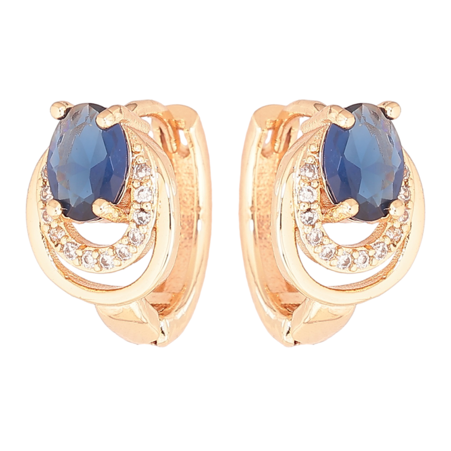 Сережки Xuping M&L Колір 18K колечка «Візерунок з синіми кристалами» фото №1