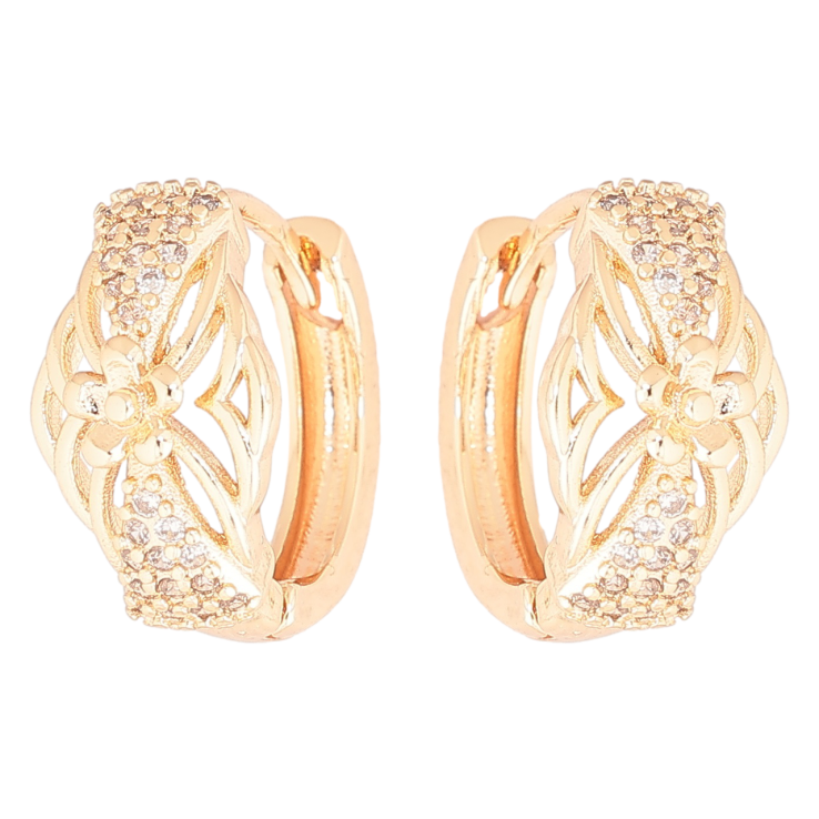 Серьги Xuping M&L Цвет 18K колечки Цветочный узор с инкрустацией кристаллами фото №21