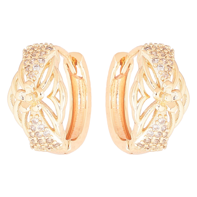 Сережки Xuping M&L Колір 18K колечка «Квітковий візерунок з інкрустацією кристалами» фото №2