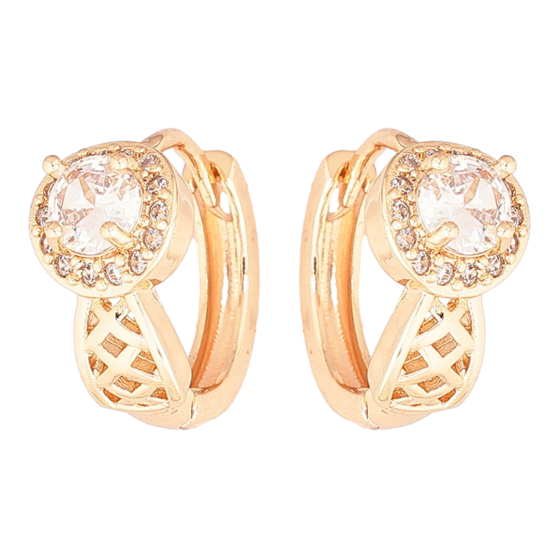 Сережки Xuping M&L Колір 18K колечка Різьблений візерунок з кристалами» фото №3