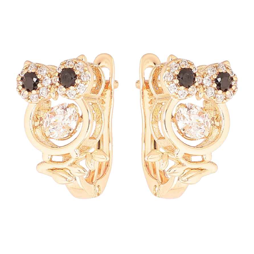 Серьги Xuping M&L Цвет 18K английский замок Совы с Танцующим кристаллом фото №1