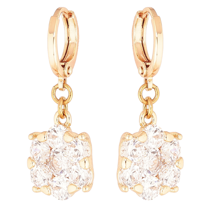 Серьги Xuping M&L Цвет 18K подвески на колечках Кристальные цветочки фото №18