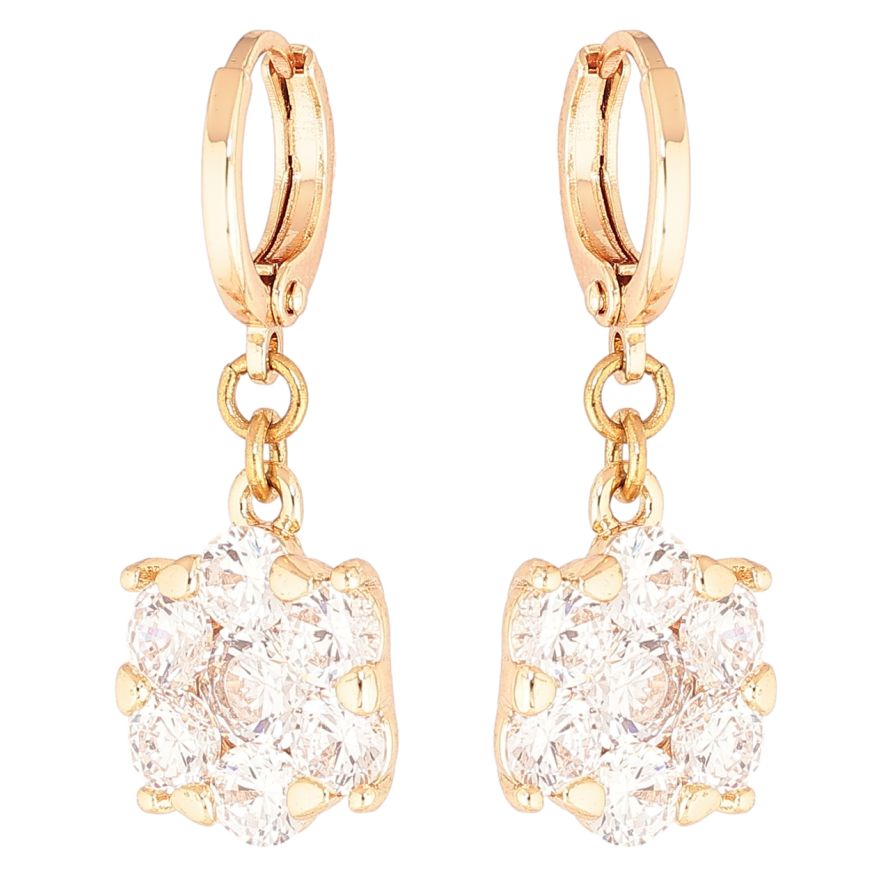 Серьги Xuping M&L Цвет 18K подвески на колечках Кристальные цветочки фото №1