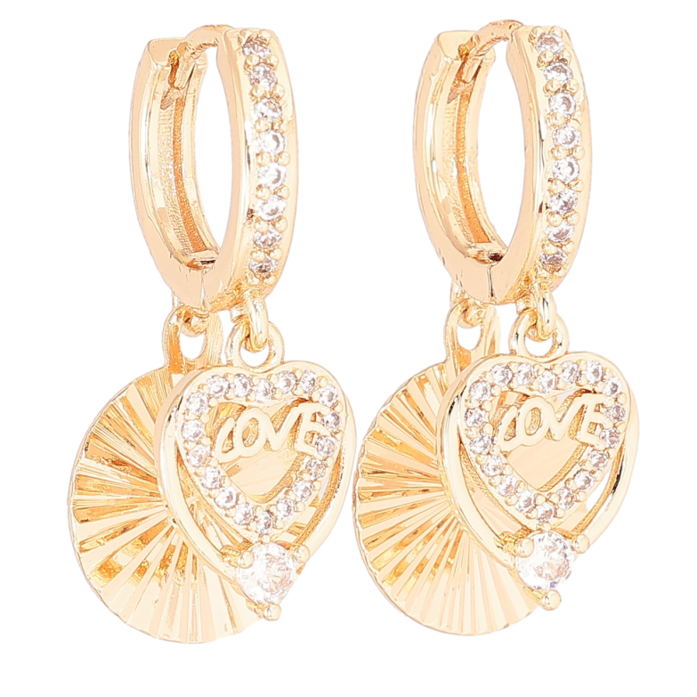 Серьги Xuping M&L Цвет 18K подвески на колечках Love фото №1