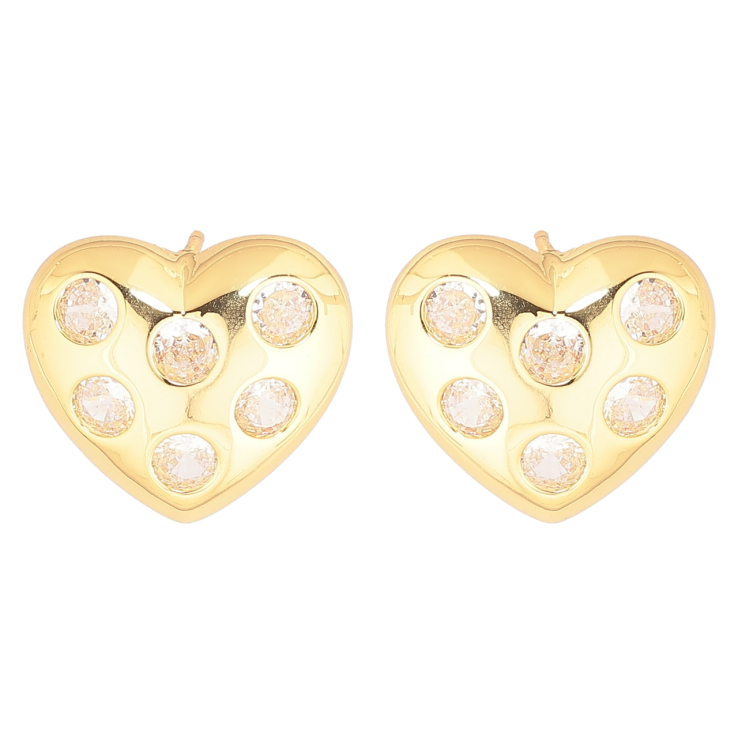 Серьги Xuping Позолота 14K пусеты Сердечки с кристаллами фото №17