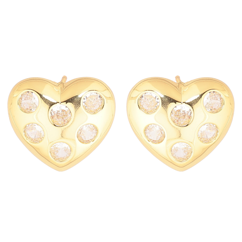 Сережки Xuping Позолота 14K пусети «Сердечка з кристалами» фото №1