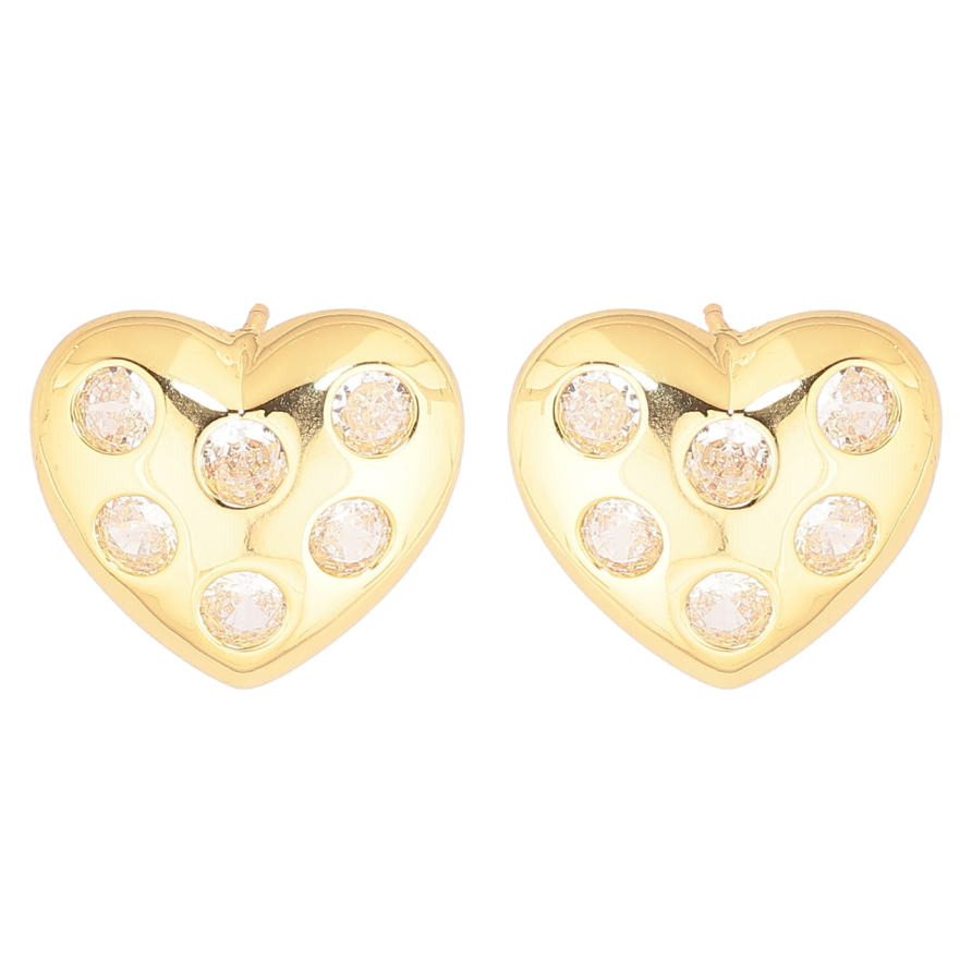 Серьги Xuping Позолота 14K пусеты Сердечки с кристаллами фото №1