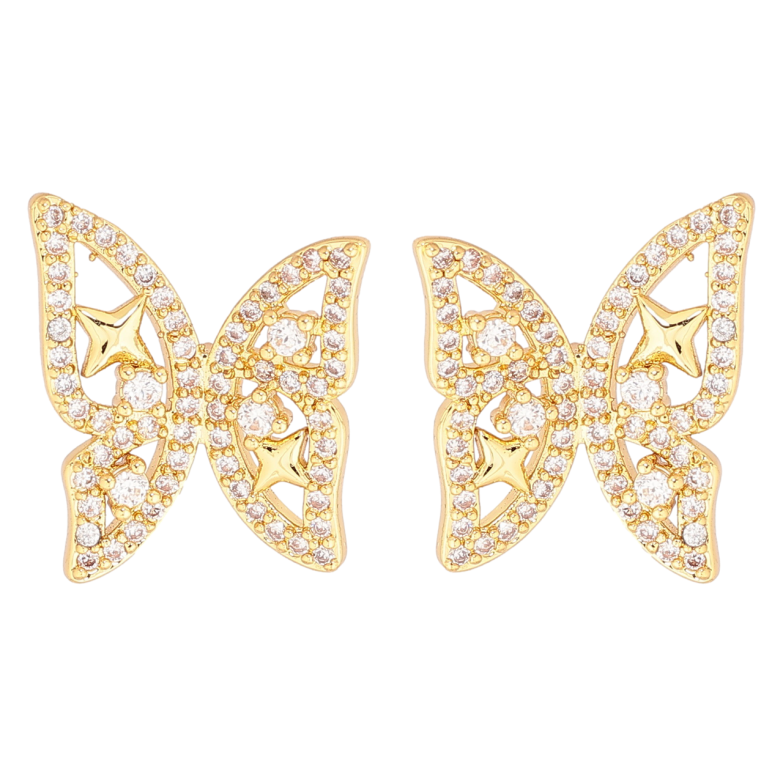 Сережки Xuping Позолота 14K пусети «Метелики з кристалами» фото №1
