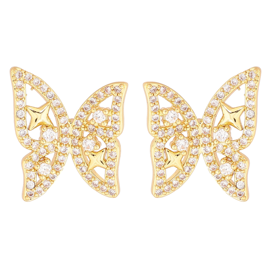 Сережки Xuping Позолота 14K пусети «Метелики з кристалами» фото №1