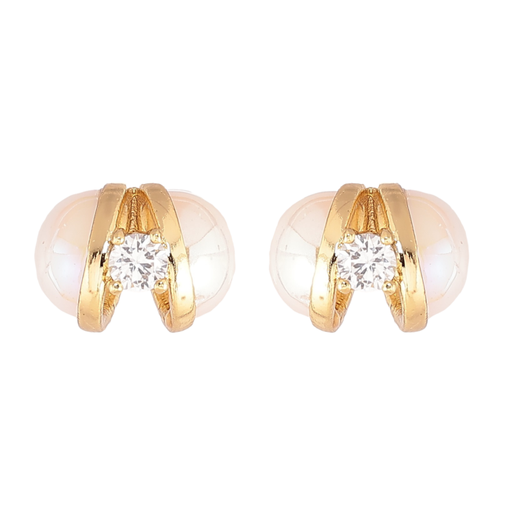 Серьги Xuping Позолота 14K пусеты Половинки жемчужин с кристаллами фото №10