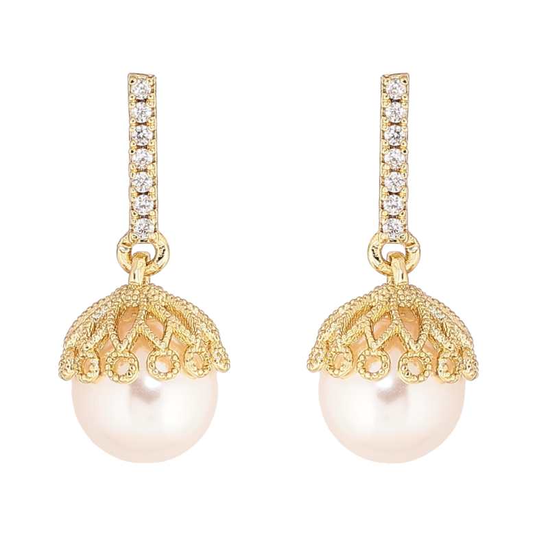 Сережки Xuping Позолота 14K пусети «Перлинні підвіски» фото №10