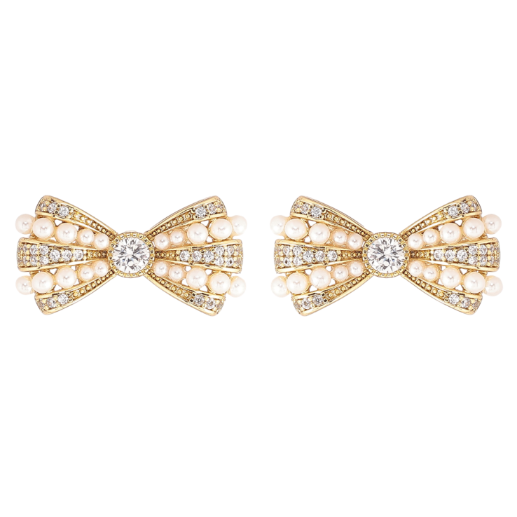 Серьги Xuping Позолота 14K пусеты Банты с кристаллами и жемчужинами фото №14