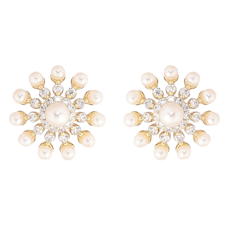 Серьги Xuping Позолота 14K пусеты Жемчужные снежинки фото №20